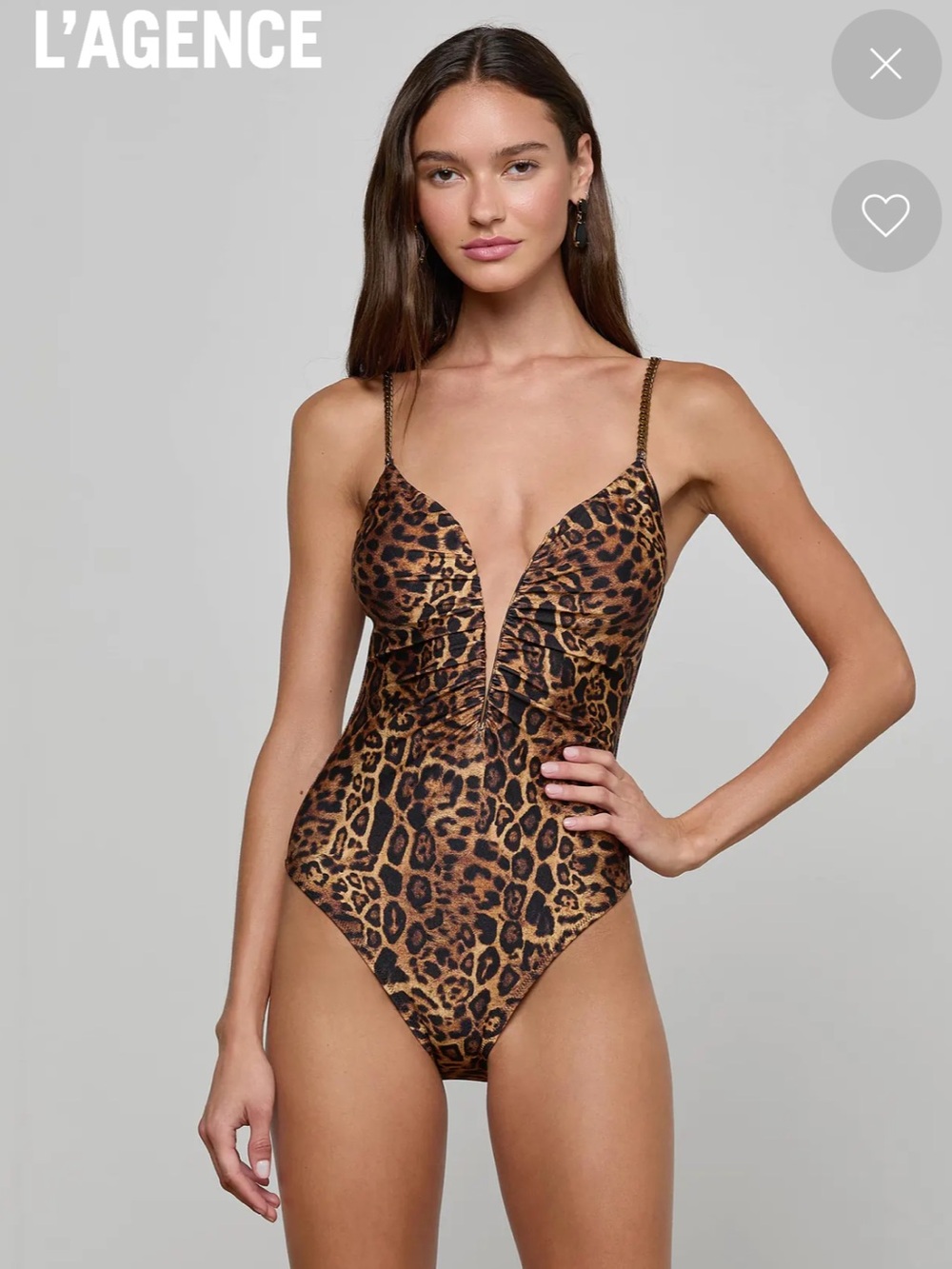 L'AGENCE Leopard Print Lilou One Piece Swimsuit